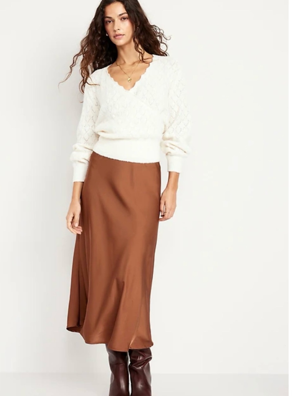 Coco de mer Satin Midi Skirt